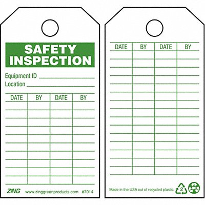 ZING 7014 Saf Inspection Tag 5-3/4 x 3 In PK10
