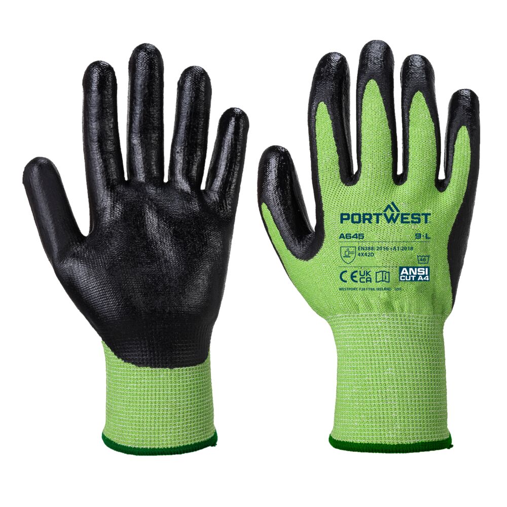 Portwest A645 Green Cut Glove - Nitrile Foam