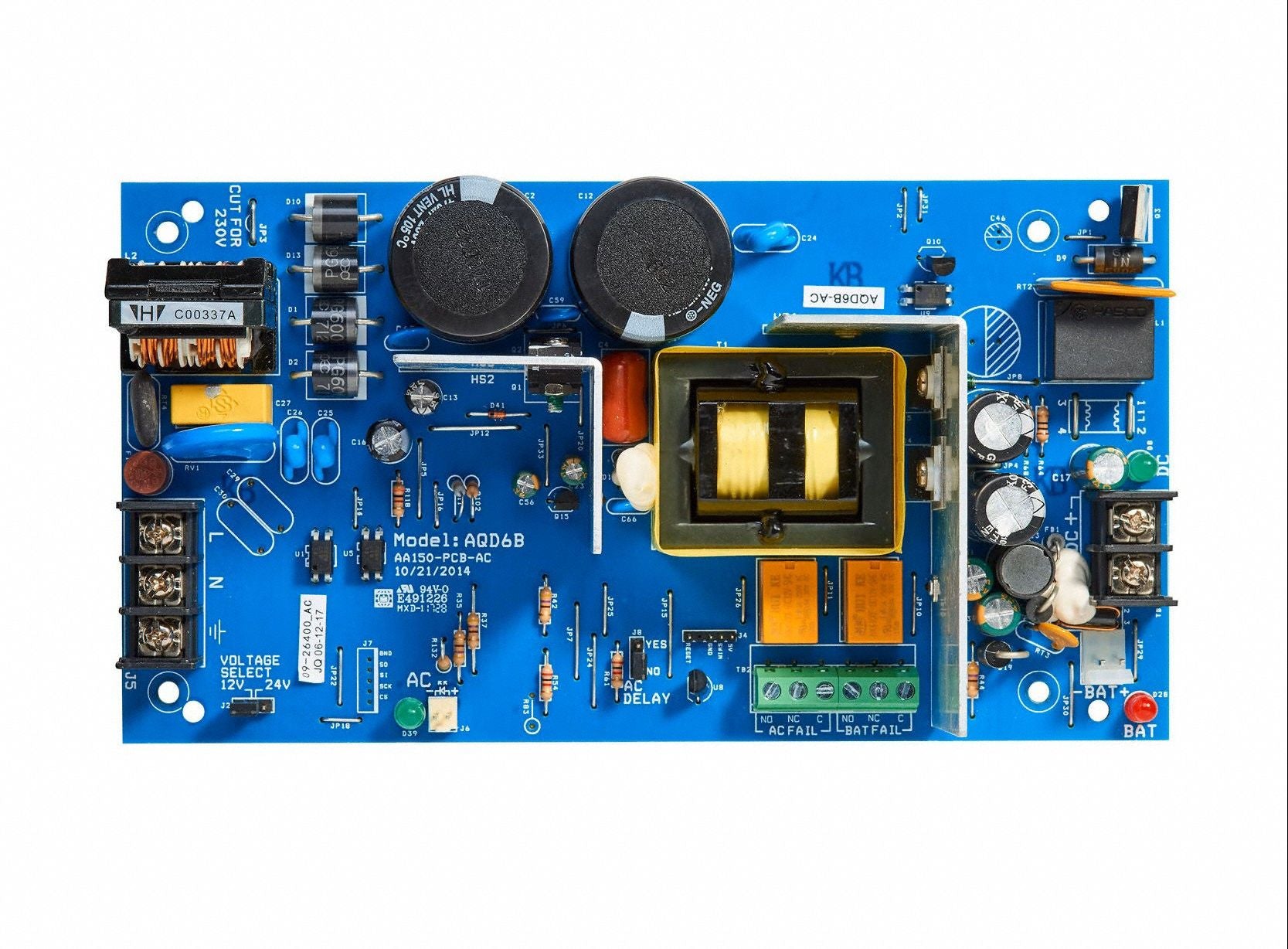 SECURITRON AQD6B Power Supply Power Dist. Board 50/60 Hz