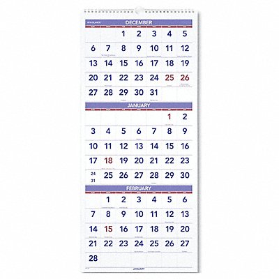 AT-A-GLANCE AAGPM1128 Wall Calendar 3 Month 12 x 27 In