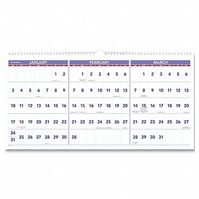 AT-A-GLANCE AAGPM1428 Wall Calendar 3 Month 23-1/2 x 12 In