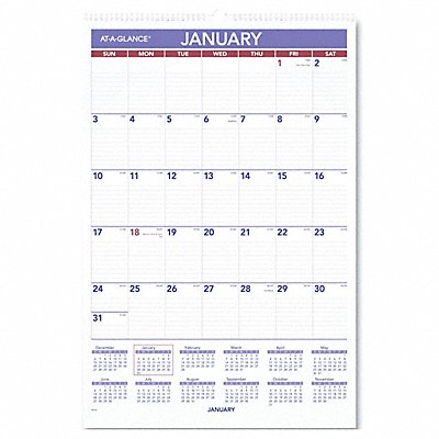 AT-A-GLANCE AAGPM328 Wall Calendar Monthly 15-1/2 x 22-3/4 In