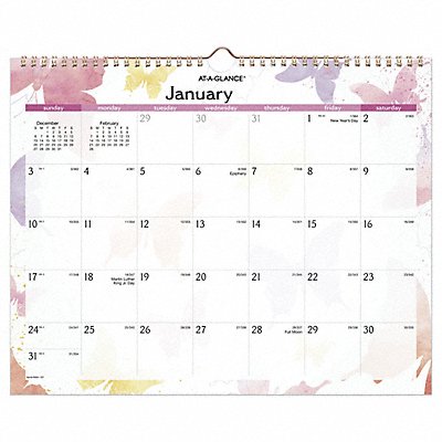 AT-A-GLANCE PM9170714 Wall Calendar Monthly Watercolors