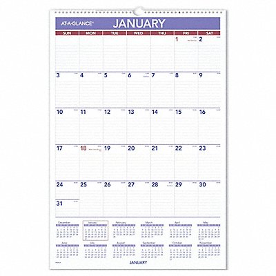 AT-A-GLANCE AAGPMLM0328 Laminated Wall Calendar 15-1/2x22-3/4 In