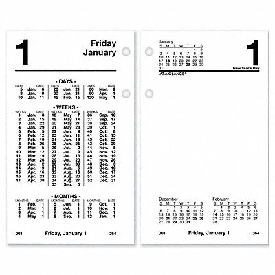 AT-A-GLANCE AAGS17050 Desk Calendar Refill Daily 3-1/2x6 White