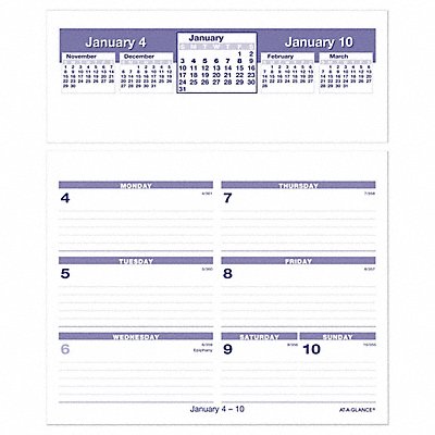 AT-A-GLANCE AAGSW705X50 Desk Calendar Refill Wkly 5-5/8x7 White