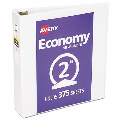 GRAINGER AVE05731 3-Ring Binder 2 White