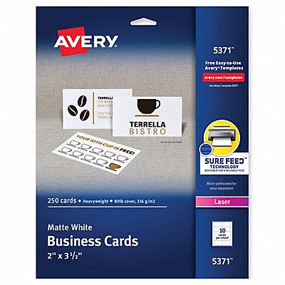 AVERY 5371 Business Cards Laser 2x3.5 PK250
