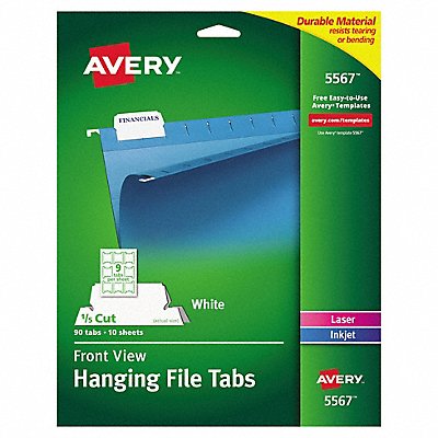 AVERY 5567 Hanging File Tabs White PK90