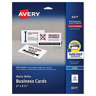 AVERY 8371 Business Cards Inkjet 2x3.5 PK250