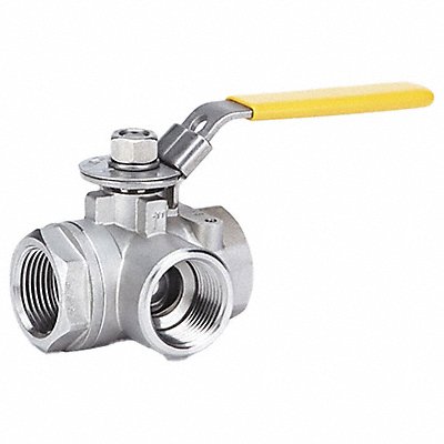 MILWAUKEE VALVE BA3WDSLH114 SS Ball Valve 3-Way FNPT x FNPT 1-1/4 in