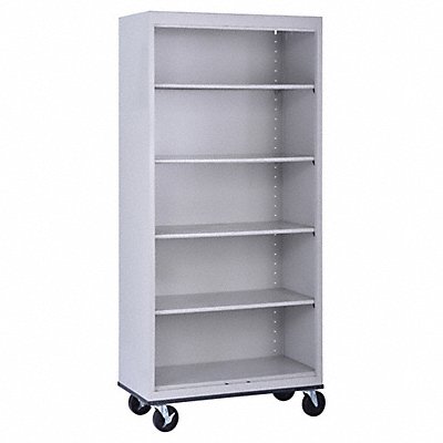 ATLANTIC METAL BM4036187205 Mobile Bookcase 5 Shelf Dove Grey 78x36