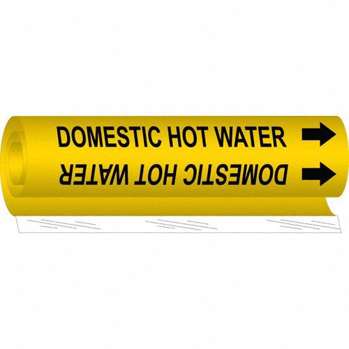 BRADY 5675O Pipe Marker Domestic Hot Water 5in H 8in W