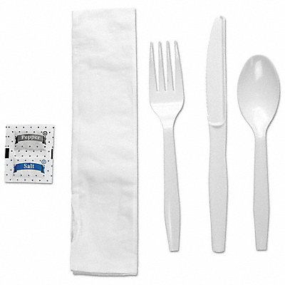 GRAINGER BWKFKTNSMWPSWH Disp Cutlery Set White Med PK250