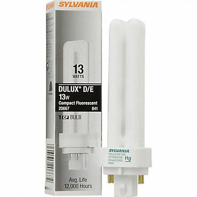 SYLVANIA CF13DDE841ECO Plug In Compact Fluorescent Bulb 13W 900 lm 4100K