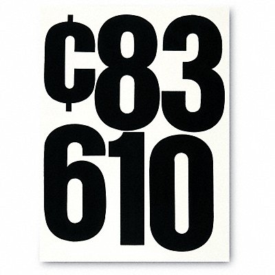 CHARTPAK 1198 Press-On Numbers Vinyl 6 Black PK21