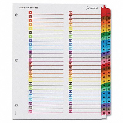 CARDINAL 60990 Divider 52 Tab Assorted