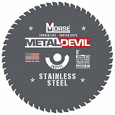 MORSE 102711WWG Circular Saw Blade 8 in Blade 56 Teeth