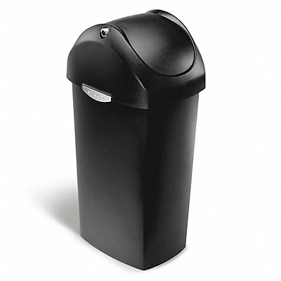 SIMPLEHUMAN CW1333 Garbage Can 16 gal Black Indoor/Outdoor