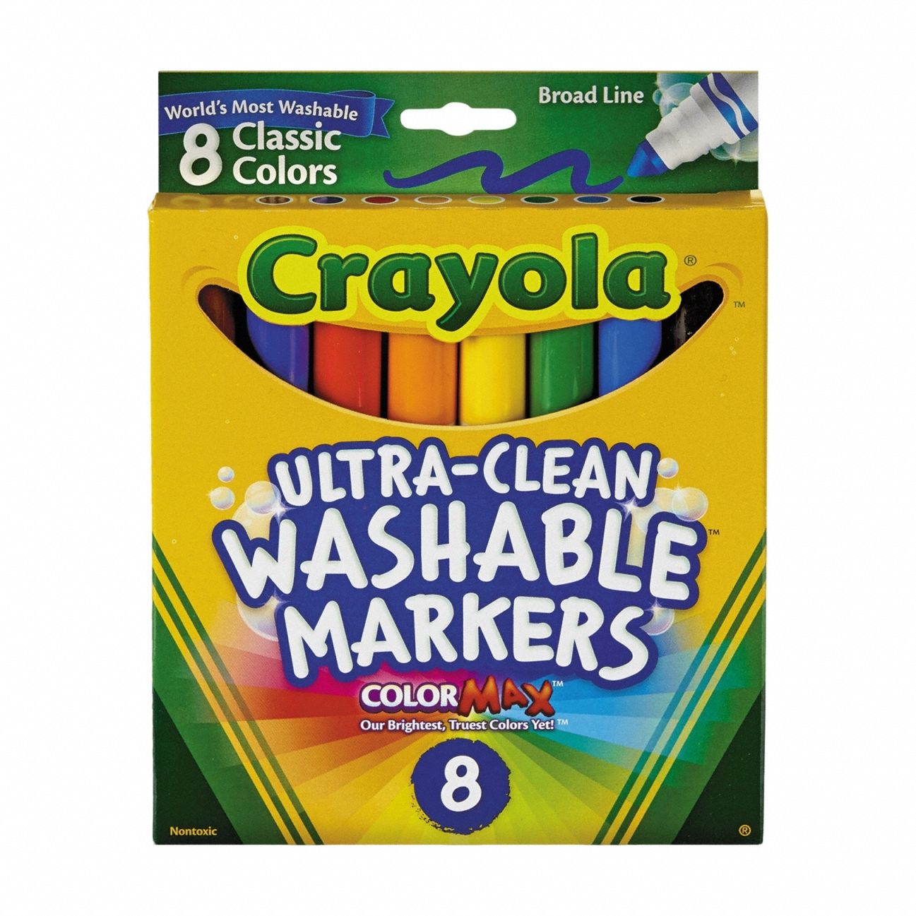 CRAYOLA 587808 Washable Markers Broad Bullet Asstd PK8