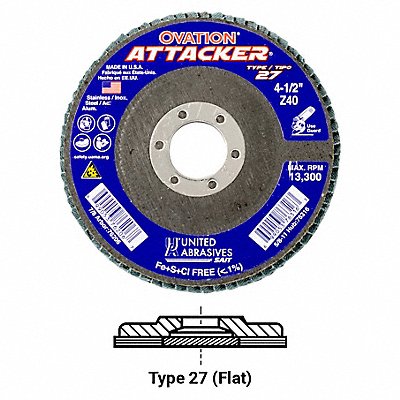 UNITED ABRASIVES-SAIT 76316 Arbor Mount Flap Disc 4-1/2in 40 Coarse