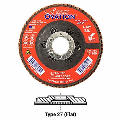 UNITED ABRASIVES-SAIT 78011 Arbor Mount Flap Disc 4-1/2in 120 Fine