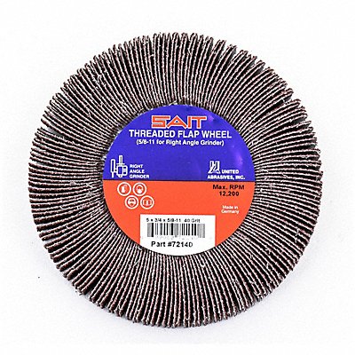 UNITED ABRASIVES-SAIT 72130 Flap Wheel 4.5 In D 5/8-11 Arbor 40 Grit