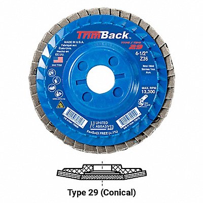 UNITED ABRASIVES-SAIT 70803 Flap Disc 80 Grit 7/8 in Trimback