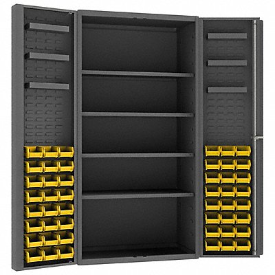 DURHAM MFG DC36484S6DS95 Bin Cabinet 72 x36 x24 Grey 48YellowBns