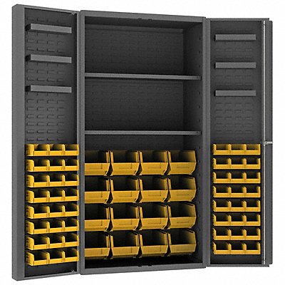 DURHAM MFG DC36642S6DS95 K4909 Bin Cabinet 72 x36 x24 Grey 64YellowBns