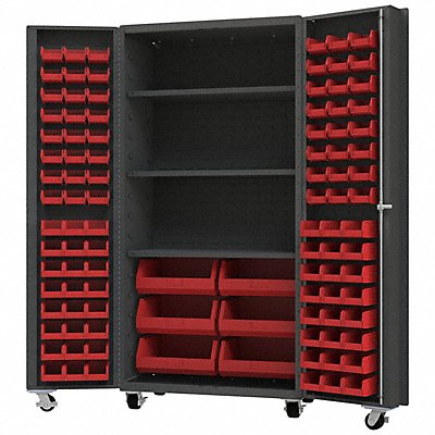 DURHAM MFG DCM36BDLP1023S1795 Heavy Duty Mobile Bin Cabinet Red