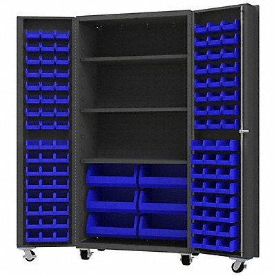 DURHAM MFG DCM36BDLP1023S5295 Heavy Duty Mobile Bin Cabinet Blue