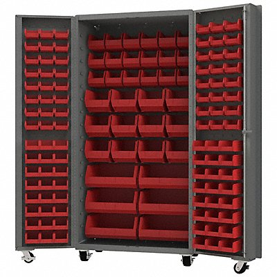 DURHAM MFG DCM36BDLP1321795 Heavy Duty Mobile Bin Cabinet Red