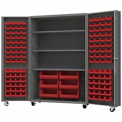 DURHAM MFG DCM48BDLP1263S1795 Heavy Duty Mobile Bin Cabinet Red
