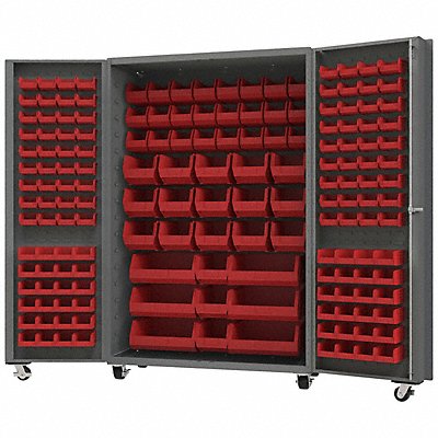 DURHAM MFG DCM48BDLP1681795 Heavy Duty Mobile Bin Cabinet Red