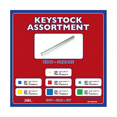 GRAINGER DISPKSZC060 Keystock 1 Ft ZC Assort 60pc
