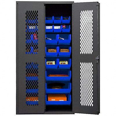 DURHAM MFG EMDC36187230B5295 K4942 Bin Cabinet 72 x36 x18 Grey 30BlueBns