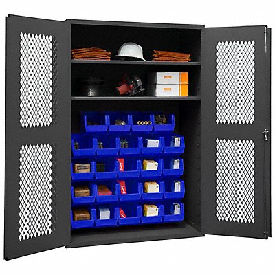 DURHAM MFG EMDC48187224B2S5295 Bin Cabinet 72 x48 x18 Grey 24BlueBns