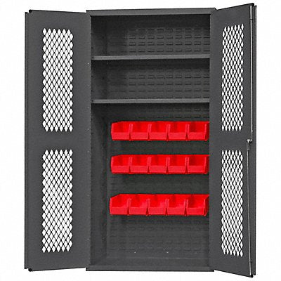 DURHAM MFG EMDC36182S15B1795 K4948 Bin Cabinet 72 x36 x18 Grey 15RedBns