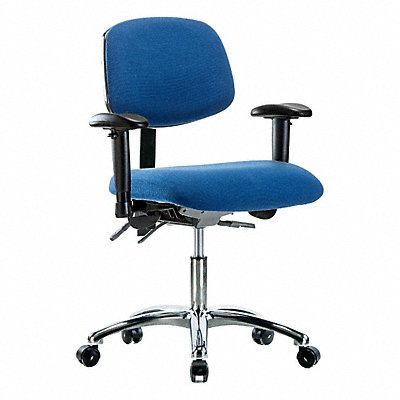 GRAINGER BRESDFDHCHCRT0A1ECESDBLU Fabric ESD Chr Desk Arms Cstrs Blue