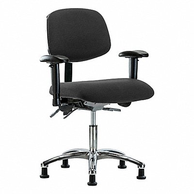 GRAINGER BRESDFDHCHCRT0A1EGESDBLK Fabric ESD Chr Desk Arms Glides Blk