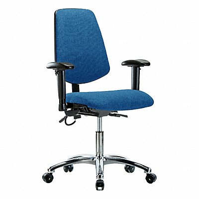 GRAINGER BRESDFDHCHMBCRT0A1ECESDBLU Fabric ESD Chair Desk Height Medium Bk AA Cstrs Blue
