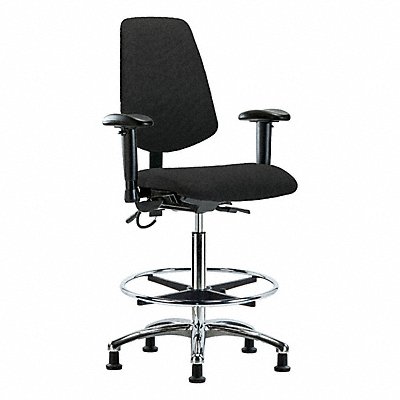 GRAINGER BRESDFHBCHMBCRT1A1CFEGESDBLK Fabric ESD Chair High Bench Height T AA FR Stat Blk