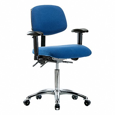 GRAINGER BRESDFMBCHCRT0A1NFECESDBLU Fabric ESD Chair Med Arms Cstrs Blue