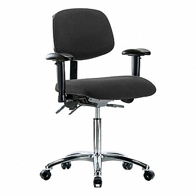 GRAINGER BRESDFMBCHCRT0A1NFECESDBLK Fabric ESD Chair Med Arms Cstrs Blk
