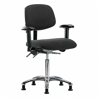 GRAINGER BRESDFMBCHCRT0A1NFEGESDBLK Fabric ESD Chair Med Arms Glides Blk