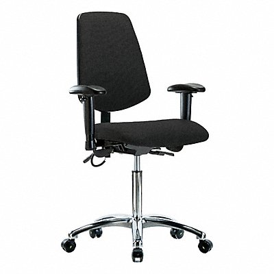 GRAINGER BRESDFMBCHMBCRT0A1NFECESDBLK Fabric ESD Chair Medium Bench Height  AA Cstrs Blk