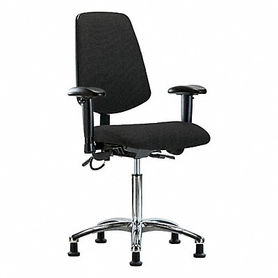 GRAINGER BRESDFMBCHMBCRT0A1NFEGESDBLK Fabric ESD Chair Medium Bench Height Arms Stat Blk