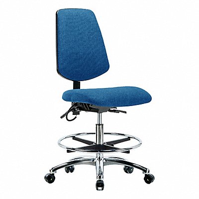 GRAINGER BRESDFMBCHMBCRT0A0CFECESDBLU Fabric ESD Chair Medium Bench Height FR Cstrs Blue