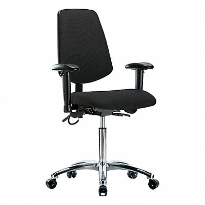 GRAINGER BRESDFMBCHMBCRT1A1NFECESDBLK Fabric ESD Chair Medium Bench Height T AA Cstrs Blk